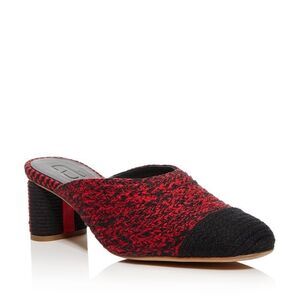 NWOB Antolina Dorina Knit Colorblock Block-Heel Mules Black/Red $575 Sz 39.5/9.5
